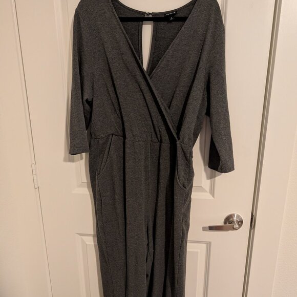 torrid Pants - Torrid Charcoal Grey Terry Self Tie Culotte Jumpsuit